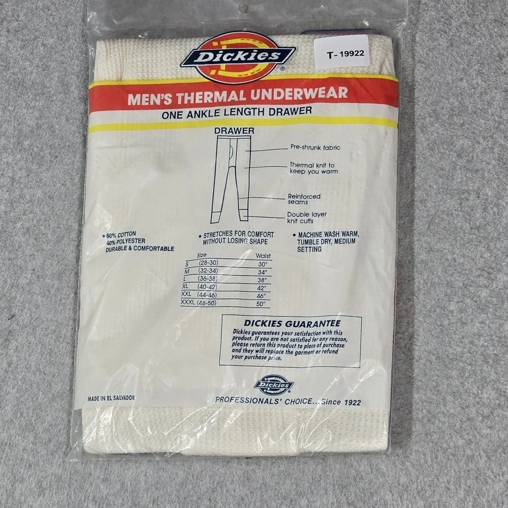 VINTAGE Dickies Men Thermal Medium White Underwear Ankle Length Knit NWT